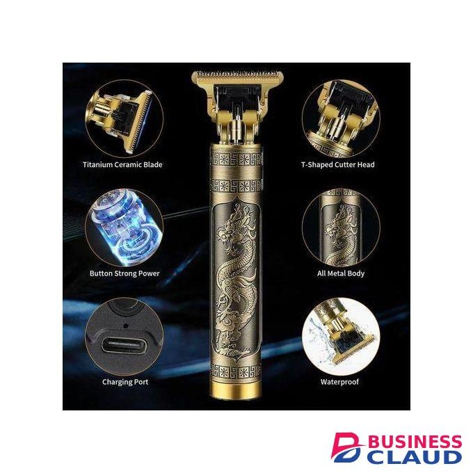 VINTAGE T9 Proffesional Heavy Duty Hair Clipper Usb Rechargeable Time Professional VintageT9 Golden Dragon Metal Rechargeable Electric Hair Clipper Trimmer Machine