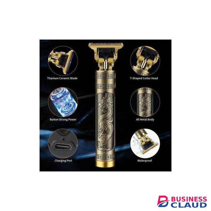 VINTAGE T9 Proffesional Heavy Duty Hair Clipper Usb Rechargeable Time Professional VintageT9 Golden Dragon Metal Rechargeable Electric Hair Clipper Trimmer Machine