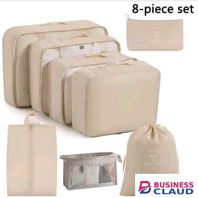 8pcs Luggage Travel Organizers For Suitcase With Toiletry Case