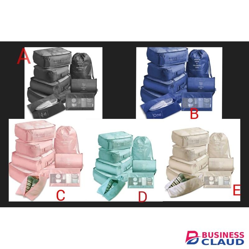 8pcs Luggage Travel Organizers For Suitcase With Toiletry Case