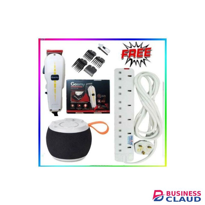 Geemy Professional Hair/Shaving Trimmer Original Machine - Kinyozi + Free Extension & C15 Speaker