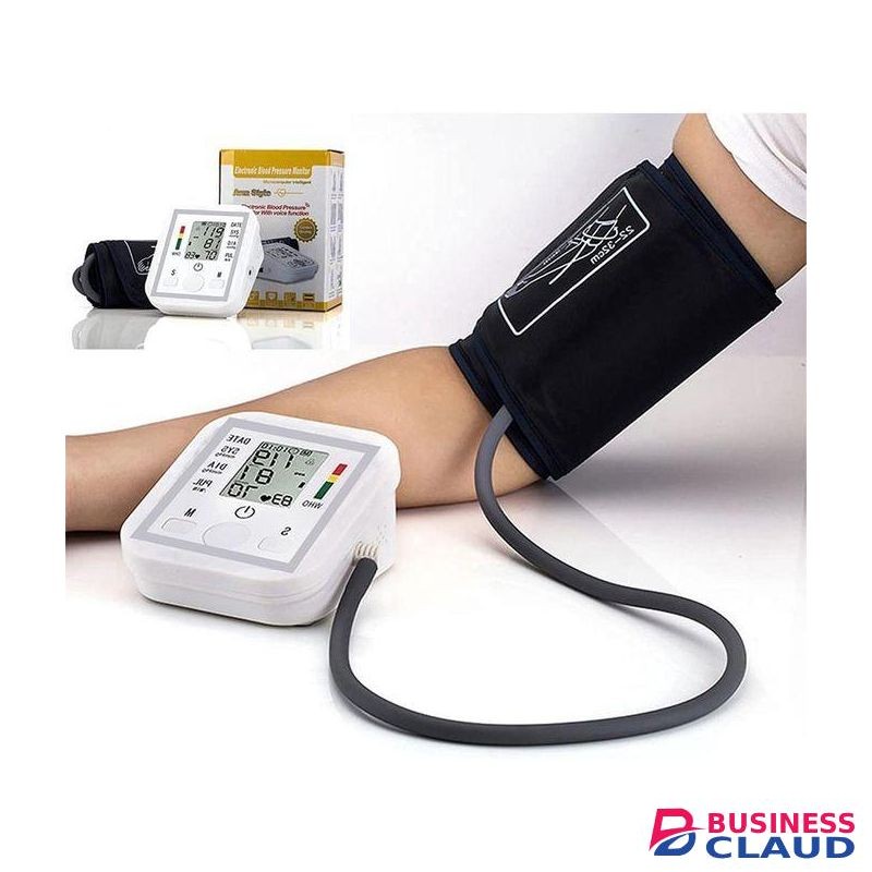 Voice Original Electronic Digital Arm BP Blood Pressure Monitor Machine Heartbeat Pulse Meter Test Sphygmomanometer + USB Cable
