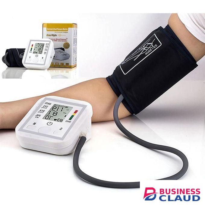 Voice Original Electronic Digital Arm BP Blood Pressure Monitor Machine Heartbeat Pulse Meter Test Sphygmomanometer + USB Cable