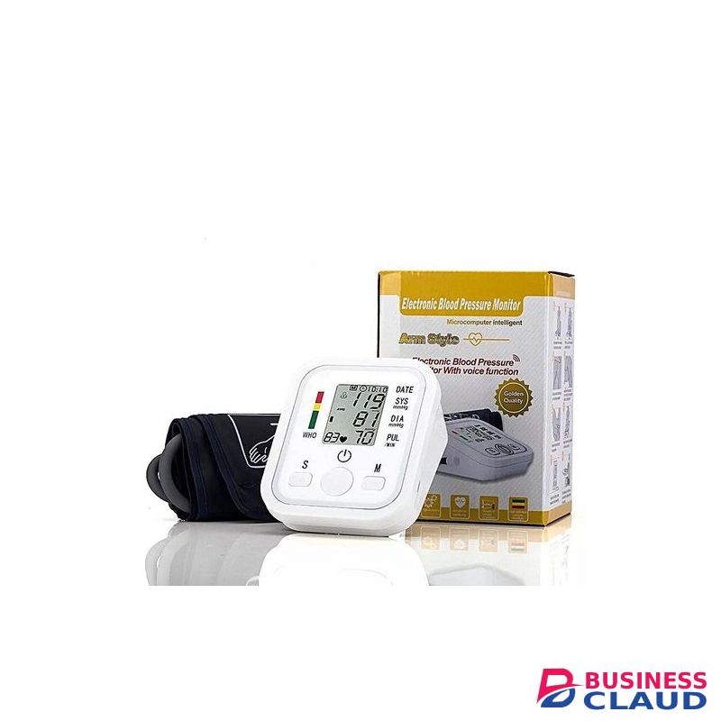 Electronic Upper Arm Blood Pressure Monitor Machine - Black