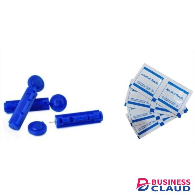 100 alcohol swabs and 100 blood lancets