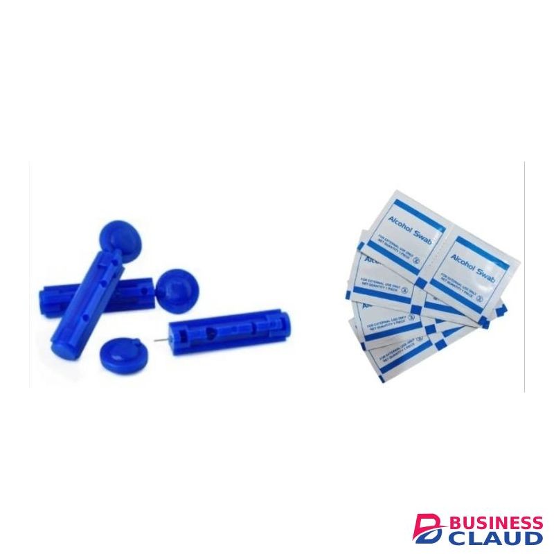 100 alcohol swabs and 100 blood lancets