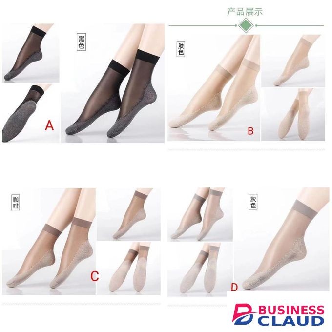 5 Pairs Women's Crystal Silk Sheer Socks - Ultra-Thin Non-Slip Breathable Summer Ankle Socks (Multi-Color)