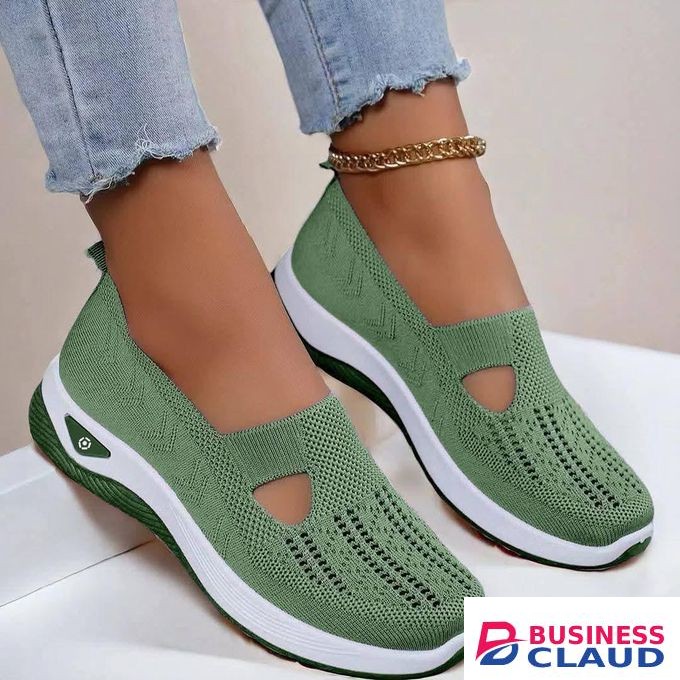 Orthopedic Women's Slip-On Knitted Walking Shoes With Arch Support, Breathable And Lightweight, Non-Slip PVC Soles, And Embroidered Details. They Are Very Suitable For Nurses, Teachers, Pregnant mothers And Retail Workers, And Are Comfortable To Wear.