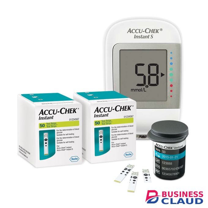 ACCU CHEK METER WITH 2 BOXES OF 50 TEST STRIPS PACKAGE