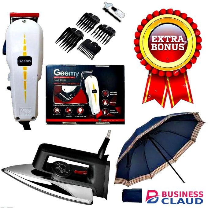 Geemy Hair Clipper, Ailyons Iron Box & Portable Umbrella