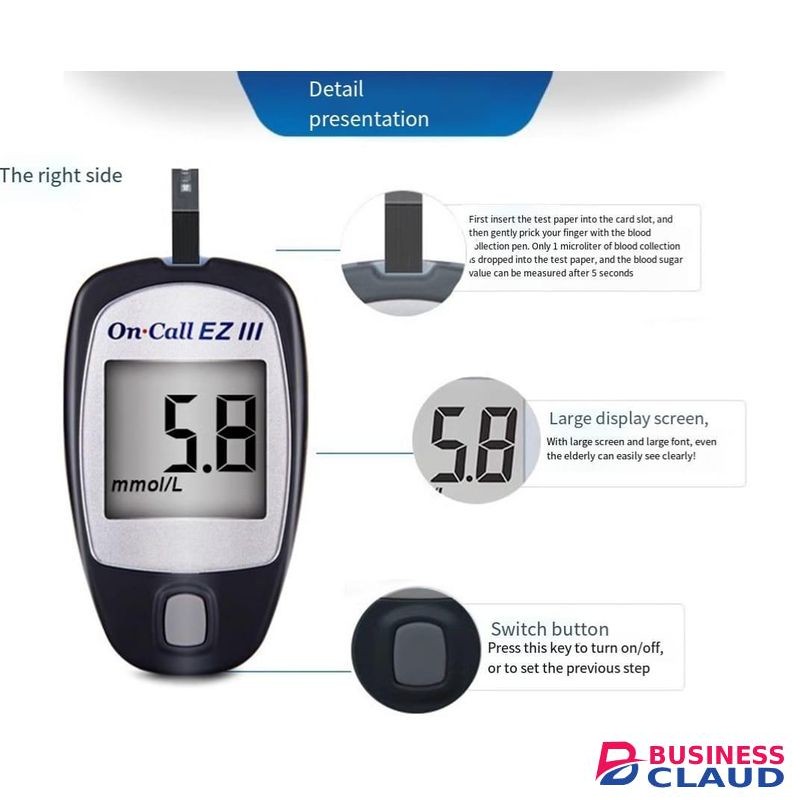 On-Call EZ III Blood Glucose Meter - Accurate & Fast Glucometer with 10-Second Results, Small Blood Sample, Convenient & Affordable