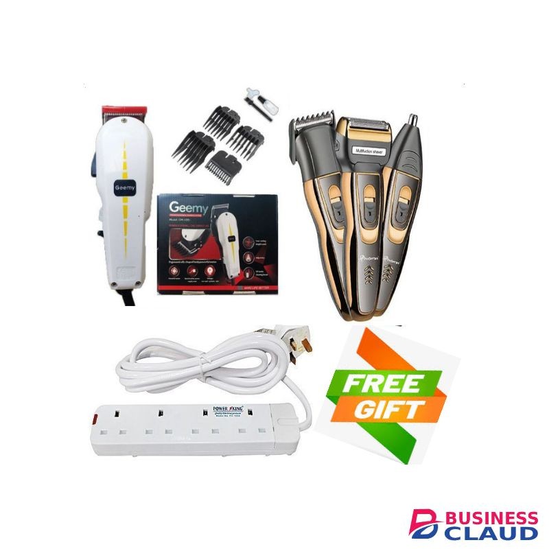 Geemy Professional Balding , Hair Cut Machine + Free 4Way Extension & 3 In 1 Smoother