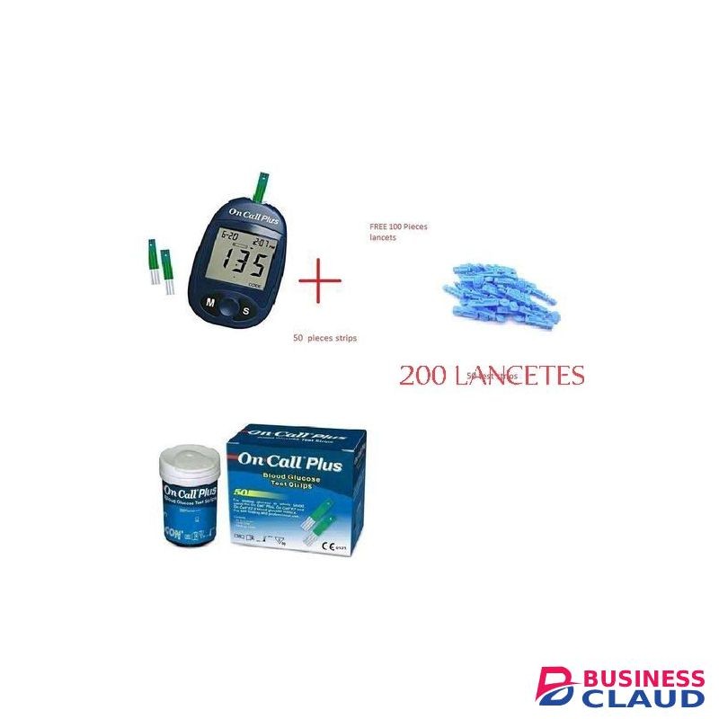 On Call Plus Blood Glucose Monitoring System + 50 STRIPS+ 200 LACNCETES