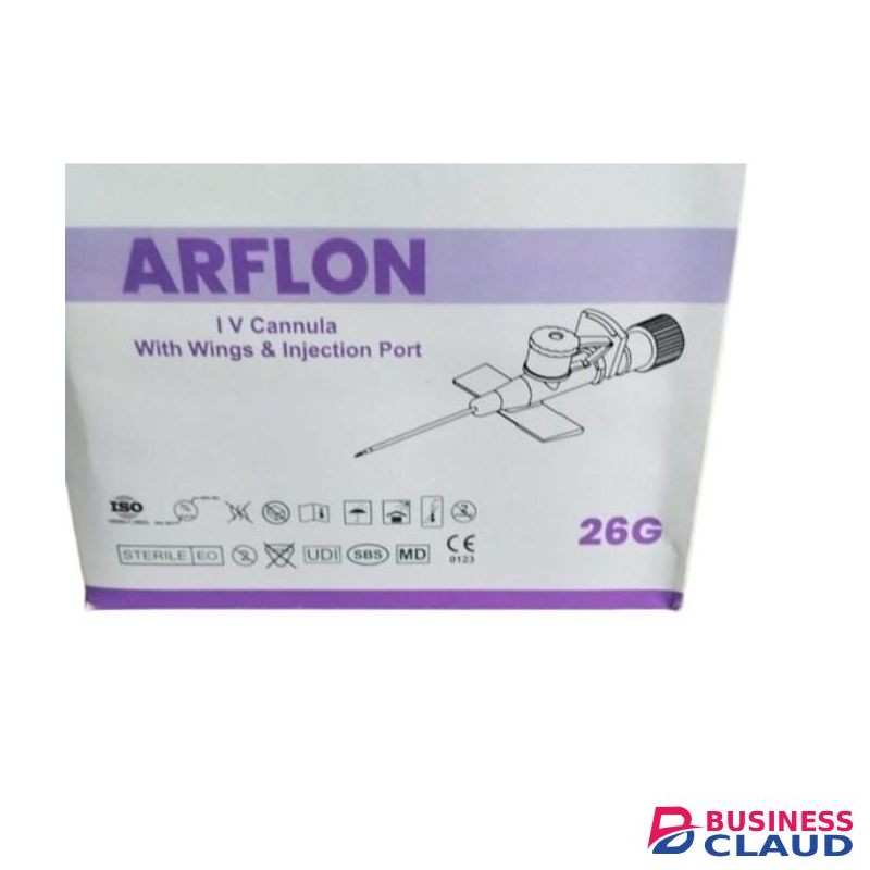 Arflon IV Cannula with Wings & Injection Port, 26G