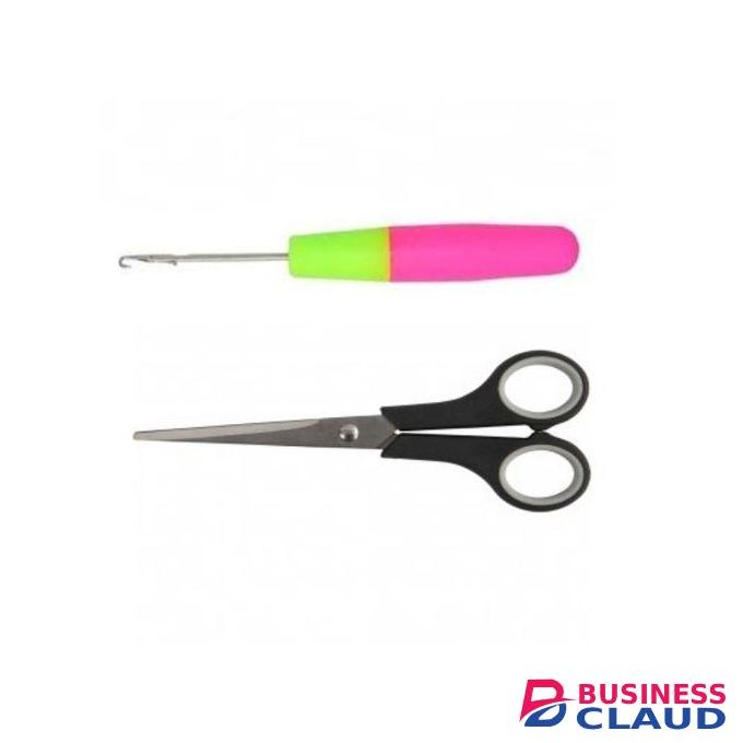 1Pc Latch Hook Crochet Needle + 1 Pair Scissors