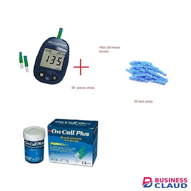 On Call PlusGlucometer, 50Test Strips,100 Lancets