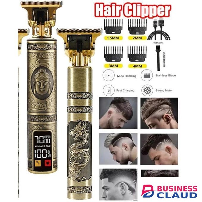 New Metal Electric Hair Clipper Rechargeable Hair Trimmers for Men and Women, Professional Barber Hair Cutting Tool, Cordless Hair Cutter Machine with Adjustable Blades for Home and Salon Use