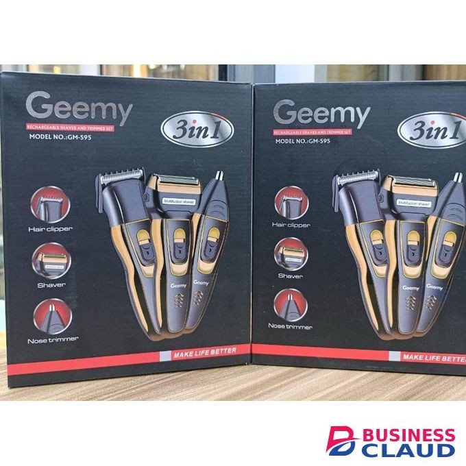 Geemy 3-in-1 Rechargeable Shaver & Trimmer Set – Hair Clipper, Foil Shaver & Nose Trimmer (Model GM-595)