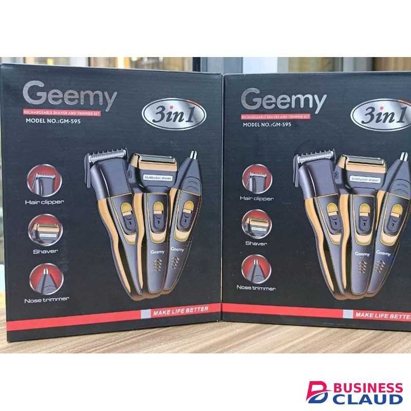 Geemy 3-in-1 Rechargeable Shaver & Trimmer Set – Hair Clipper, Foil Shaver & Nose Trimmer (Model GM-595)