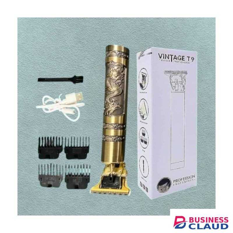 Vintage T9 Portable Professional USB Rechargeable Golden Dragon Metal Rechargeable Electric Hair Beard Clipper Trimmer Machine
