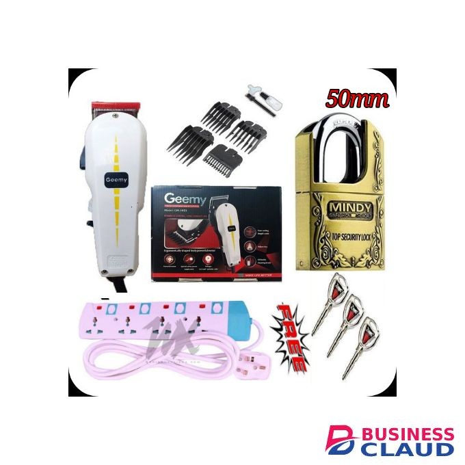 Geemy New Hair Pro Professional Shaving Machine/ Kinyozi+ Free 4 Way Extension & Mindy Padlock