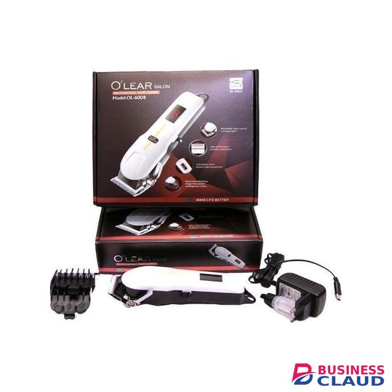 Naj Oleari SALON High Quality KINYOZI Professional Cordless Rechargeable Hair Trimmer Clipper Shaving Machine Kinyozi With Battery LCD Display - White