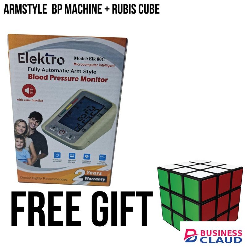 ELEKTRO FULLY AUTOMATIC ARM STYLE Blood Pressure Monitor Machine Portable Blood + 3×3×3 cube puzzle