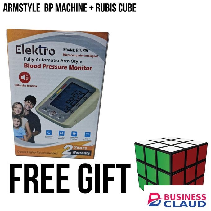 ELEKTRO FULLY AUTOMATIC ARM STYLE Blood Pressure Monitor Machine Portable Blood + 3×3×3 cube puzzle