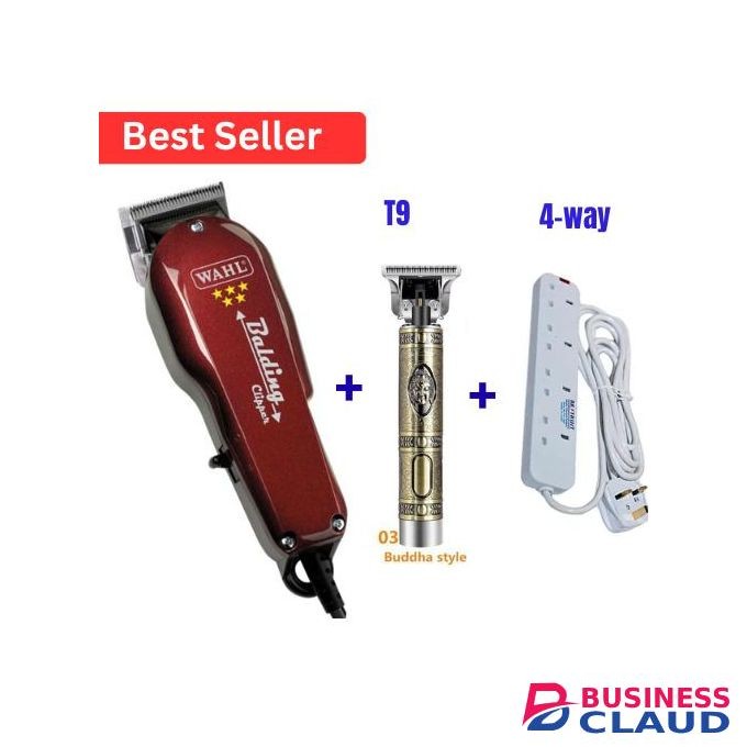 Wahll Professional Balding Kinyozi Machine + Rechargeable Shaver + 4 Way Extension