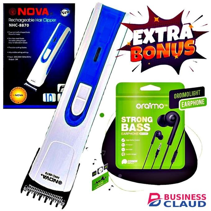 Nova New Rechargeable Hair Clippers and Shaving Machine & Oraimo Earphones