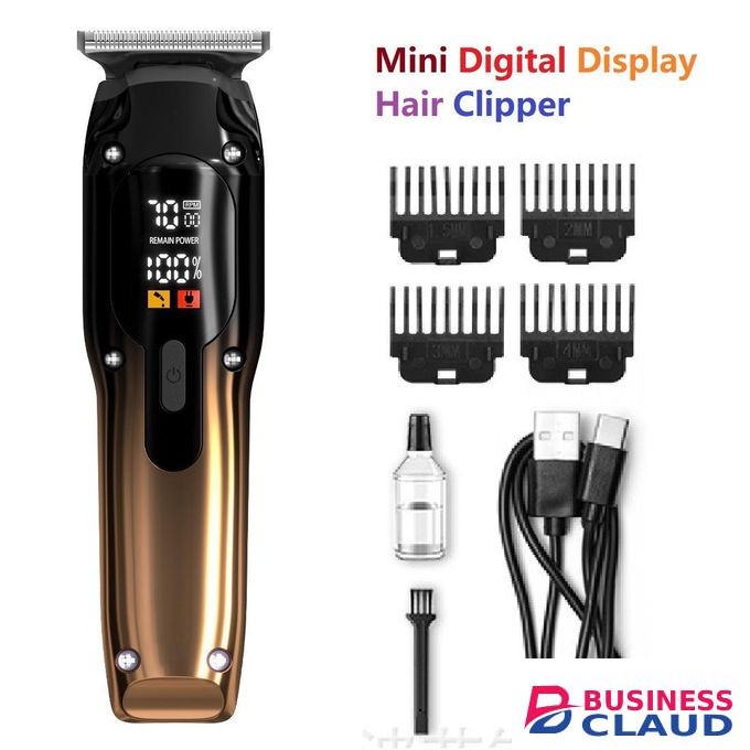 Mini Portable Digital Fast Charge Rechargeable Electric Hair Clipper & Trimmer With Digital Display - Brown