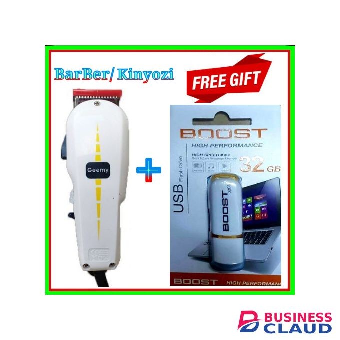 Geemy Professional Hair/Shaving Machine/kinyozi & 32GB Flash Disk