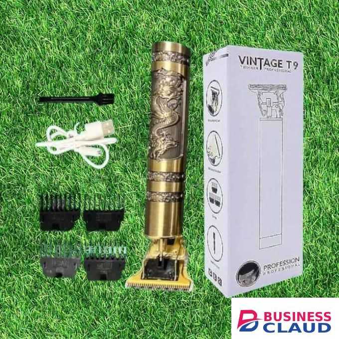 Vintage T9 Cordless Fast USB Charging Rechargeable Metal Professional Beard &Hair Clipper Trimmer/shaver - Gold