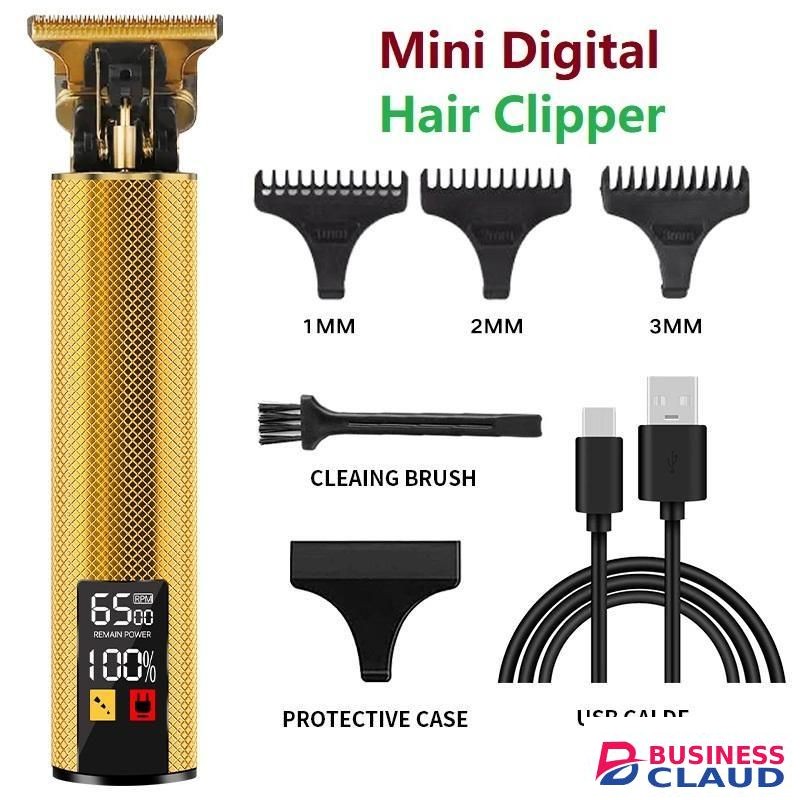 Mini Portable Digital Fast Charge Rechargeable Electric Hair Clipper & Trimmer With Digital Display - Brown Eiffel Tower