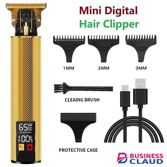 Mini Portable Digital Fast Charge Rechargeable Electric Hair Clipper & Trimmer With Digital Display - Brown Eiffel Tower
