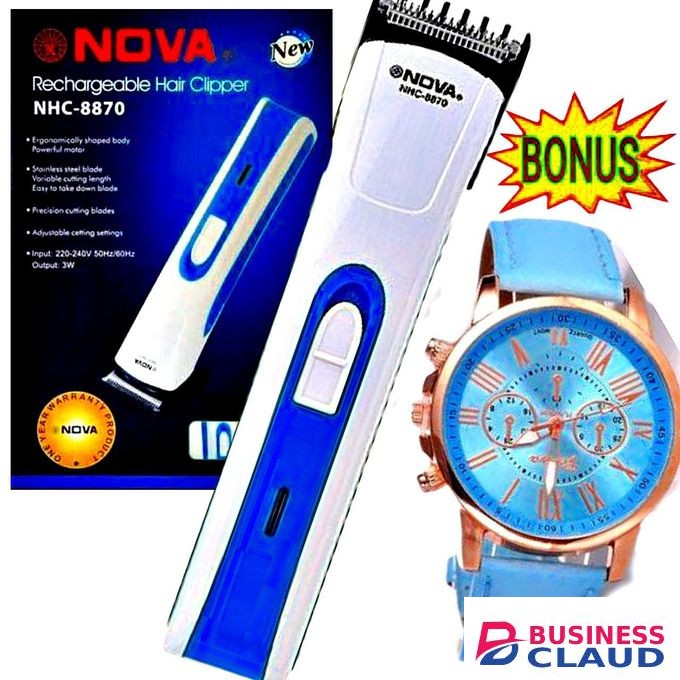 Nova New Rechargeable Hair Clippers and Shaving Machine & Quartz Watch
