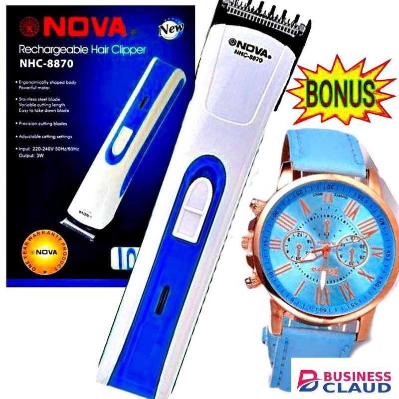 Nova New Rechargeable Hair Clippers and Shaving Machine & Quartz Watch