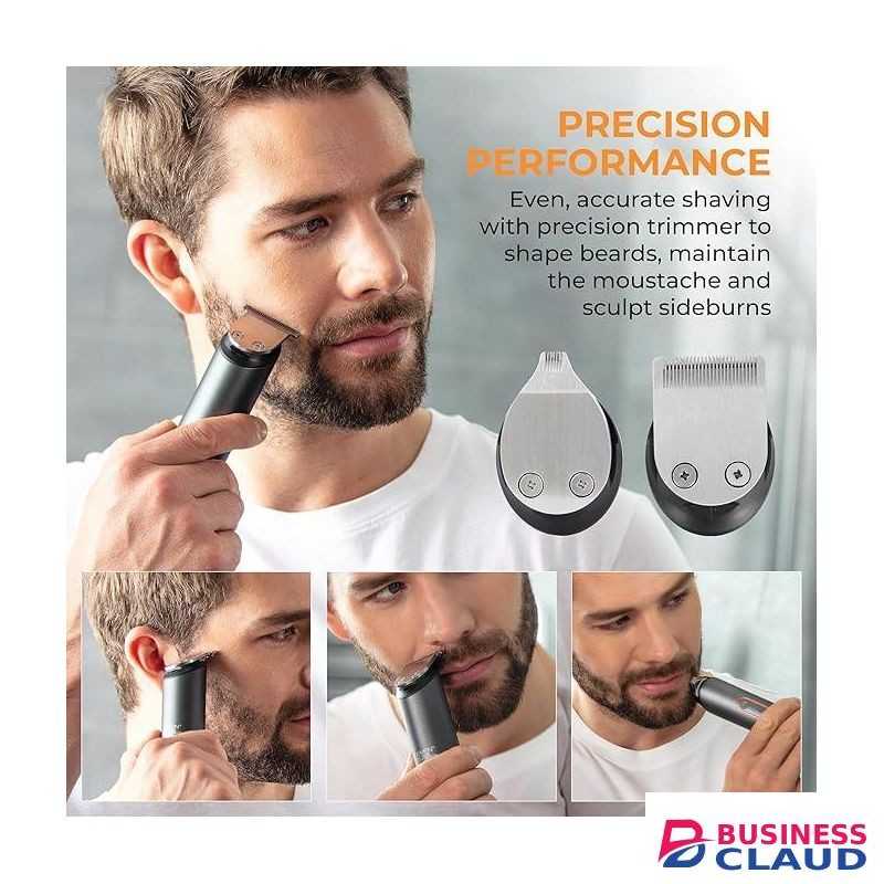 Carmen Titan Men’s 3-in-1 Cordless Hair Clipper Set With Detail Trimmer, 4 Comb Lengths, Rechargeable, Titanium