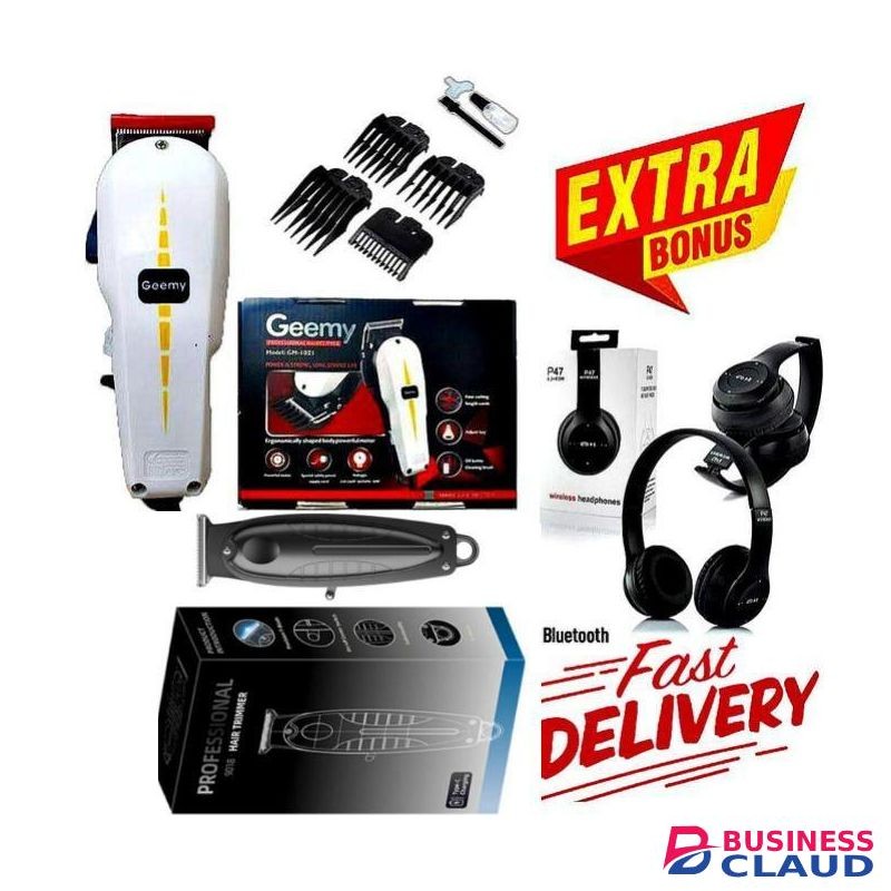 Geemy High Performance Kinyozi Shaving Machine Long Battery Life // Premium Kinyozi Shaver + Rechargeable Smooth Professional Hair Machine With Bluetooth Wireless Headphones