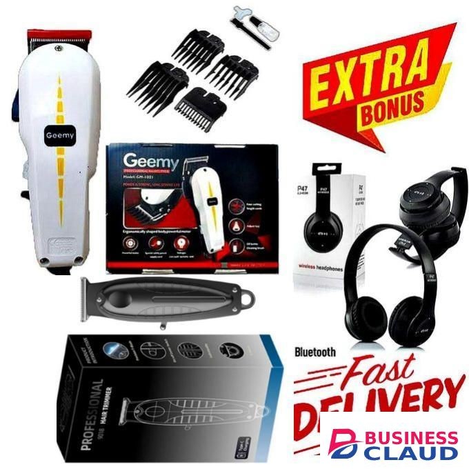 Geemy High Performance Kinyozi Shaving Machine Long Battery Life // Premium Kinyozi Shaver + Rechargeable Smooth Professional Hair Machine With Bluetooth Wireless Headphones