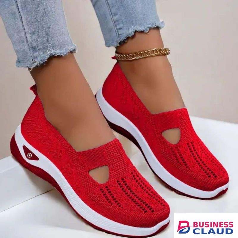 Breathable Rubbers// Soft Sole// Orthopaedic Shoes//Ladies Canvas-Red