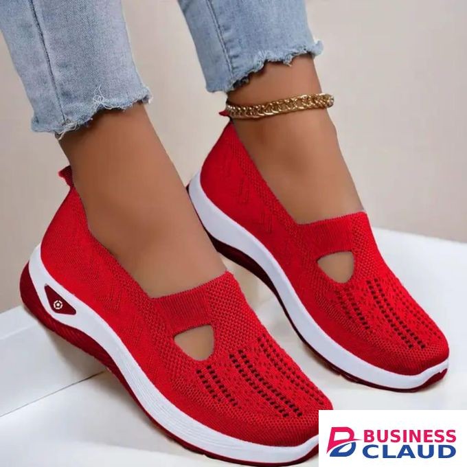 Breathable Rubbers// Soft Sole// Orthopaedic Shoes//Ladies Canvas-Red