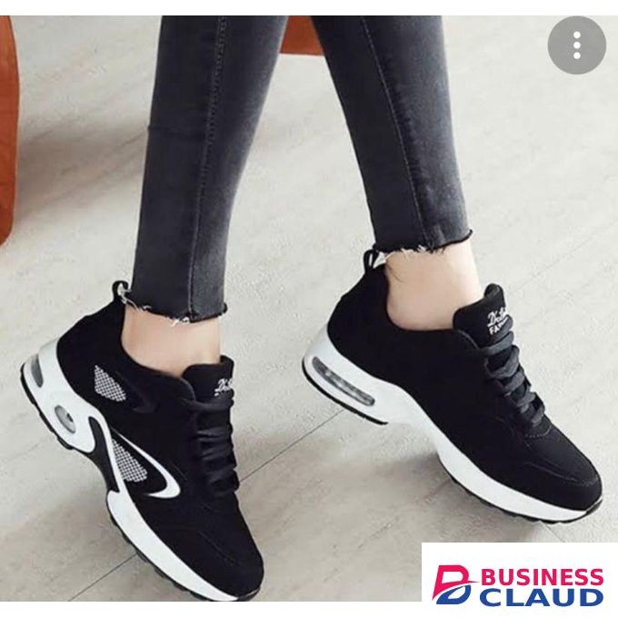 Women’s Slip-on Air Cushion Sneakers Running Shoes Ladies Shoes-Black
