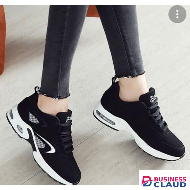 Women’s Slip-on Air Cushion Sneakers Running Shoes Ladies Shoes-Black