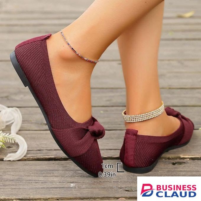 Ladies rubber sole flats maroon