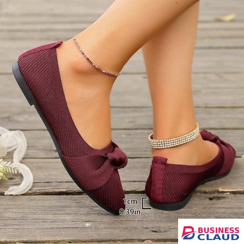 Ladies rubber sole flats maroon