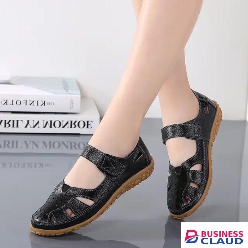 Black ladies flat shoes Closed Breathable shoes Comfortable leather shoes