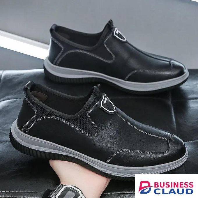 Men's soft leather casual sports shoes, comfortable flat shoes