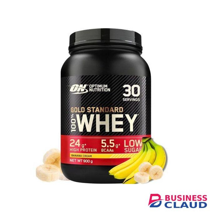 Optimum Nutrition Gold Standard 100% Whey Protein Powder Banana Cream 900g – Original UK Made 24g Protein 30 Servings Double Sticker Authentic