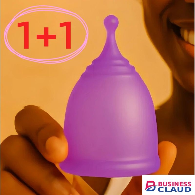 2 × Purple Menstrual Cup Soft and Flexible 100 Percent Silicone Reusable Leak Free 12 Hours Protection BPA Free Eco Friendly with Free Cleaning Cup